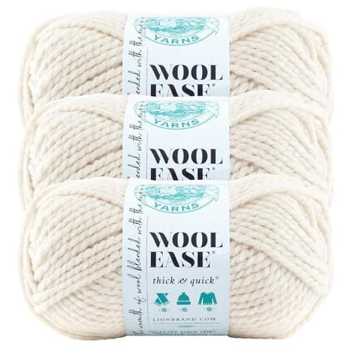 Lion Brand Yarn Wool-Ease Thick & Quick Yarn, Soft and Bulky Yarn for Knitting, Crocheting, and Crafting, 3 Pack, Fisherman