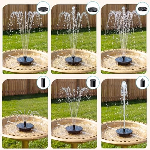 AMZtime Solar Fountain for Bird Bath, Upgrade Solar Water Fountain Mini Free Standing Solar Water Pump with 4 Fixing Rods, 6 Spray Modes for Garden, Pond, Pool & Outdoor — view 2