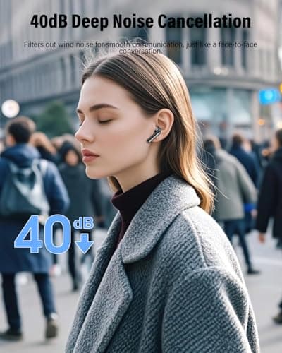Wireless Earbuds, Bluetooth 5.4 Headphones Bass Stereo, Ear Buds with Noise Cancelling Mic, LED Display in Ear Earphones Clear Calls, IP7 Waterproof Bluetooth Earbuds for Phones/Sports/Laptop, Black — view 2