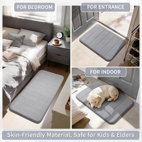 Yimobra Memory Foam Bath Mat Large Size,70 x 24 Inches, Soft and Comfortable, Super Water Absorption, Non-Slip, Thick, Machine Wash, Easier to Dry for Bathroom Floor Rug, Gray — view 5