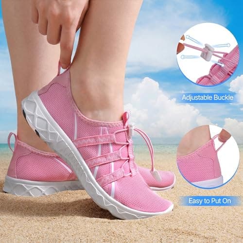 ATHMILE Water Shoes for Women Men Swimming Quick-Dry Adult Barefoot Lightweight Breathable Aqua Shoes for Beach Swim Camping Surf Boat Hiking Kayak Peach Pink — view 5