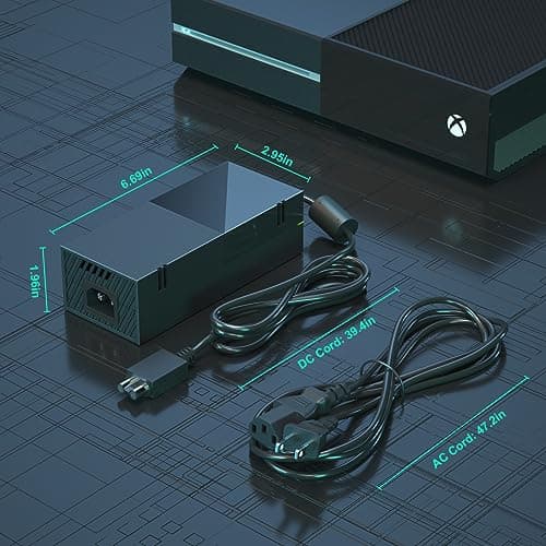 Power Supply for Xbox One [Latest Version] Replacement Power Brick Power Box for Xbox one Adapter AC Power Cord Cable 100-240V Auto Voltage — view 5