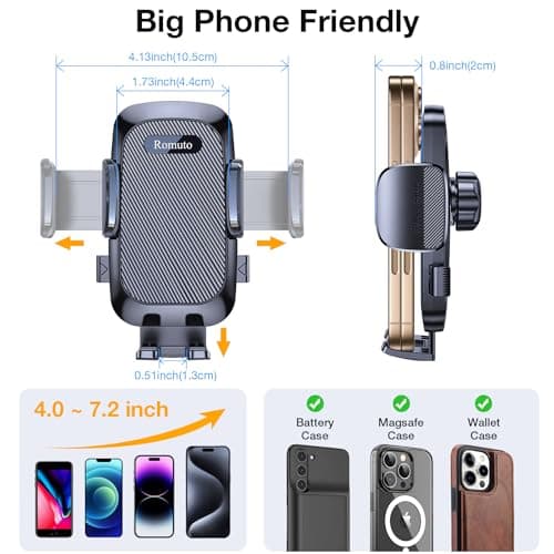 Romuto Phone Holders for Your Car Phone Holder Mount【Super Suction】Cell Phone Holder for Car Accessories for Women Men【360° Adjustable】Suction Phone Mount for Car, Window, Bathroom for iPhone Samsung — view 8