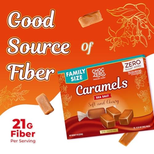 ChocZero Sea Salt Caramels, Sugar Free Caramel Candy, Soft & Chewy, No Sugar Alcohols, Keto, Low Carb, High Fiber, 9 oz Box — view 4
