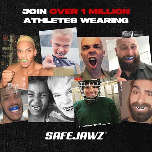 SAFEJAWZ Mouthguard Strapless Slim Fit, Adults and Junior with Case for Boxing, Basketball, Football, MMA, Martial Arts, Hockey and All Contact Sports (Adult (12+ Years), Black Fangz) — view 6