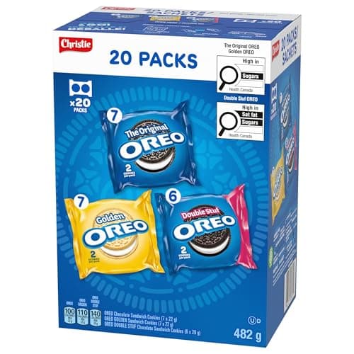 OREO, 20 Snack Packs (Individually Wrapped), 40 Cookies, School, Lunch, Travel, Gift, Birthday, Bulk Variety Pack of OREOs Original Chocolate & Double Stuf & Golden Vanilla Sandwich Cookies, 482g — view 13