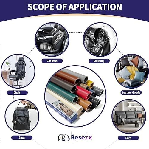 Besezx Leather Repair Patch Tape Kit, Self-Adhesive, 30"x16", Classic, Black, Rectangular, Vehicle, Repair Kit — view 5