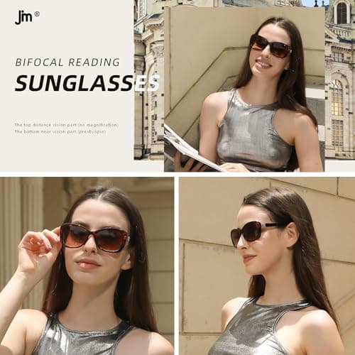 JM Women's Bifocal Reading Sunglasses, Vintage Reader Glasses UV Protection Outdoor Black +4.0 — view 3