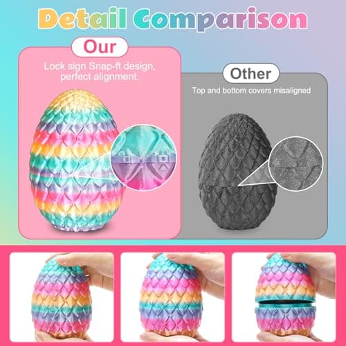 Large Dragon Eggs with Dragon Inside, 3D Printed Surprise Funny Gifts for Kids, Articulated Dragon Fidget Toys for Adults, Executive Desk Toys Office Room Décor (Pastel Rainbow) — view 5