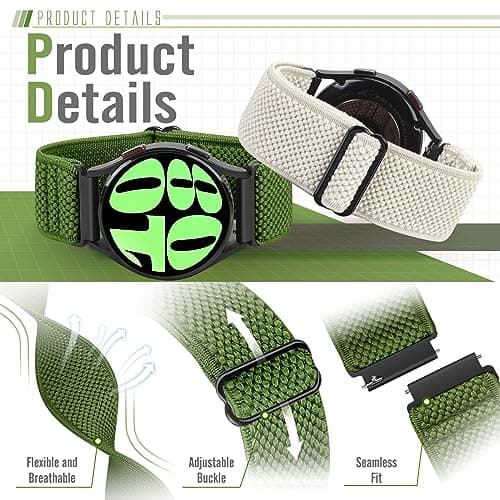 Runostrich Quick Release Nylon Watch Band - Choice of Width - 18mm, 19mm, 20mm, 22mm, 24mm Elastic Watch Straps Adjustable Stretchy Solo Loop Sport Nylon Replacement Wristband for Women Men, 3pcs — view 2