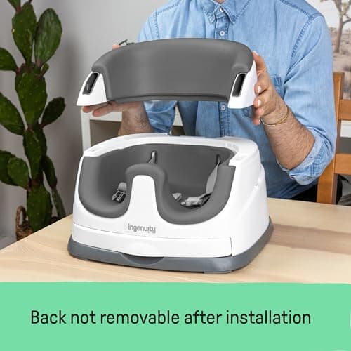 Ingenuity Baby Base 2-in-1 Booster Feeding and Floor Seat with Self-Storing Tray - Slate — view 3