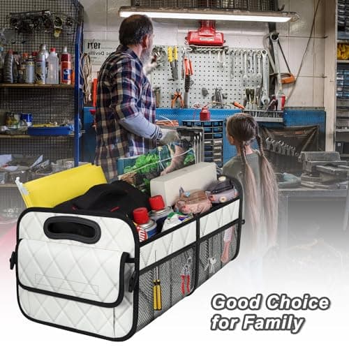 Deosk Trunk Organziers and Storage with Reinforced Handles,Car Accessories for Women/Men 50L Waterproof Polyester Trunk Organzier for Car/SUV/Minivan/Truck(Medium, Beige) — view 4