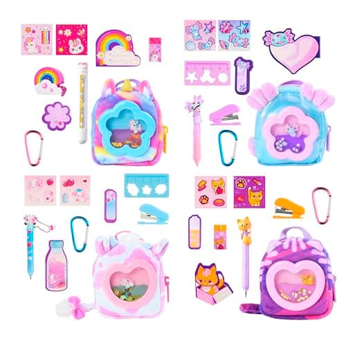 REAL LITTLES Liquid Charms, 1 Liquid Filled Micro-Sized Backpack with Window & Tiny Animal Charm Bobbing Inside, Reveal 6 Cute Tiny Animal Themed Stationery Surprises - Styles May Vary — view 2