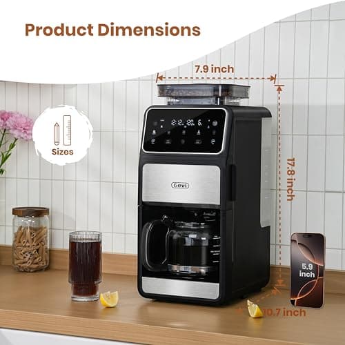 Gevi 10-Cup Drip Coffee Maker With Built-In Burr Grinder & Touch Screen — view 5
