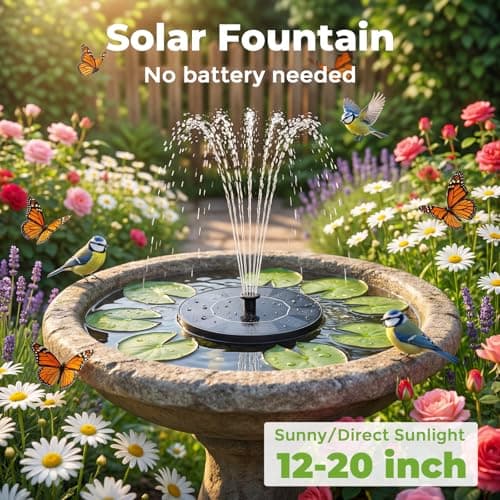AISITIN Solar Fountain, Solar Bird Bath Fountains Pump with 6 Nozzles, 2026 Upgraded Free Standing Floating Solar Powered Water Fountain Pump for Bird Bath, Garden, Pond, Pool and Outdoor — view 3