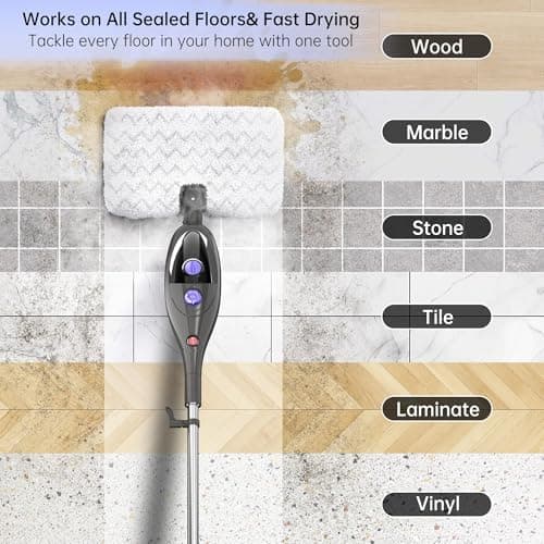 Steam Mop, Upgraded 12-in-1 Steam Mopping Cleaners, 15-Second Fast Heat Up,Lightweight, Large 400ml Tank, Adjustable Steams for Multi-Surface Cleaning - Floor, Windows, Furniture & More — view 4