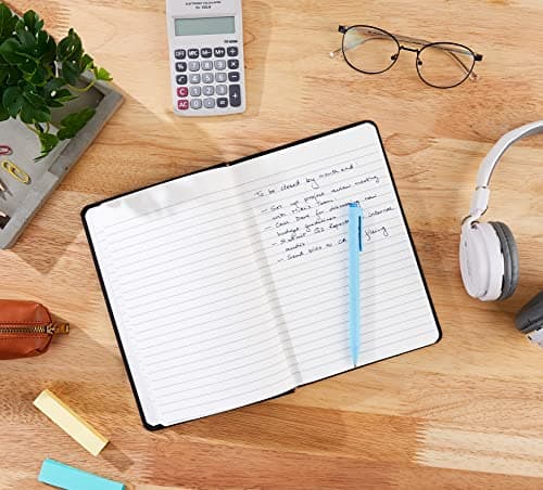Amazon Basics Classic Lined Notebook, 240 Pages, Black Hardcover, 5 x 8.25-Inch — view 4