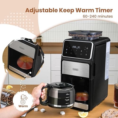 Gevi 10-Cup Drip Coffee Maker With Built-In Burr Grinder & Touch Screen — view 3