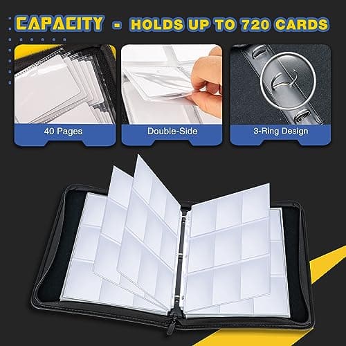 CLOVERCAT 9 Pocket Waterproof Trading Card Binder, Trading Album Display Holder, Expandable, 720 Double Sided Pocket Album, Compatible with Cards, Yugioh, MTG and Other TCG — view 2