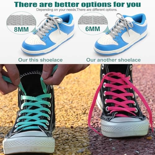 DELELE 2 Pair Flat Shoe laces 5/16" Wide Shoelaces for Athletic Running Sneakers Shoes Boot Strings, 01 White, 47 Inch (120cm) — view 7