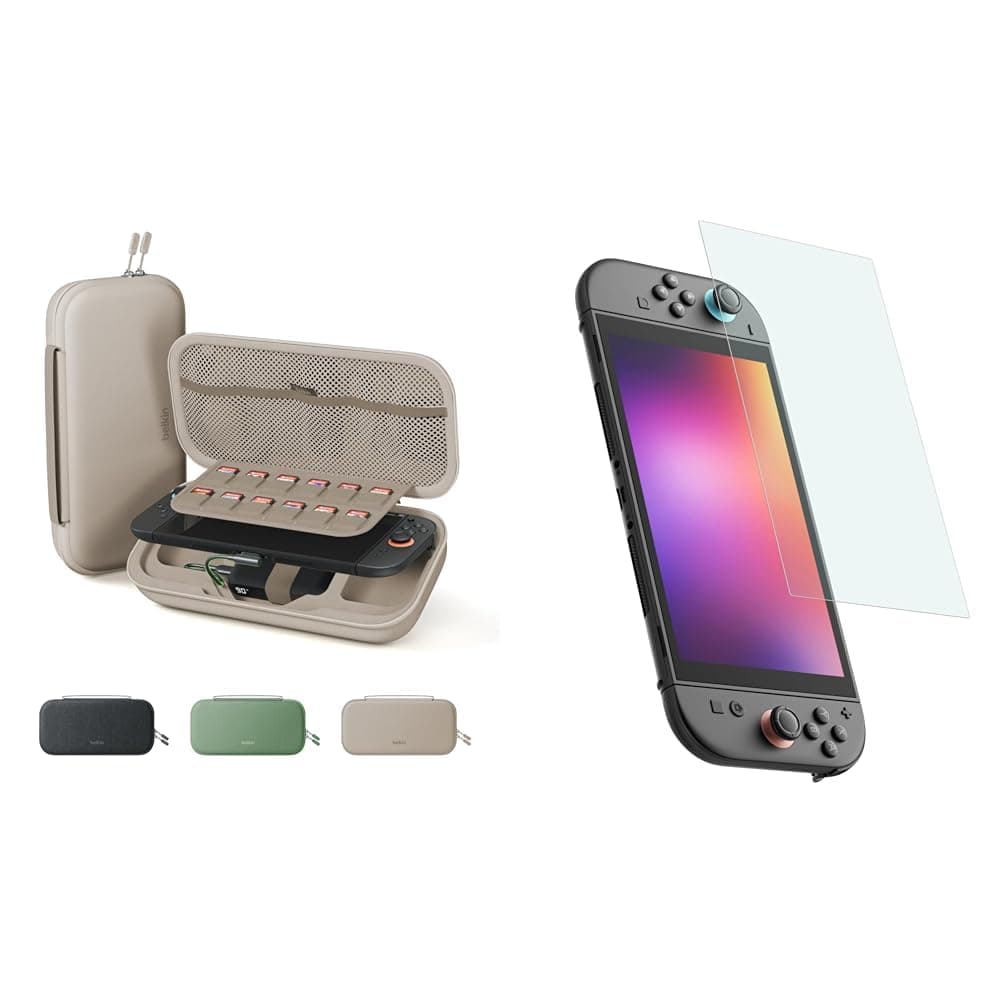 Belkin Gaming Charger Case (Charcoal) w/ 10,000mAh Power Bank + Anti-Reflective TemperedGlass Screen Protector Bundle for Nintendo Switch 2 - Travel Essentials w/AirTag Holder, Game Storage & More — view 7