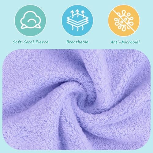 HOMEXCEL Baby Washcloths 12 Pack-Microfiber Coral Fleece Baby Bath Face Towel 7 x 9 Inch Extra Absorbent Soft Burp Cloth and Wash Cloths for Newborn-Infants and Toddlers,Purple — view 2