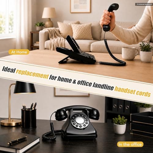 Comtrue Telephone Cord, Phone Cord, handset Cord, Black, 2 Pack, Universally Compatible — view 8