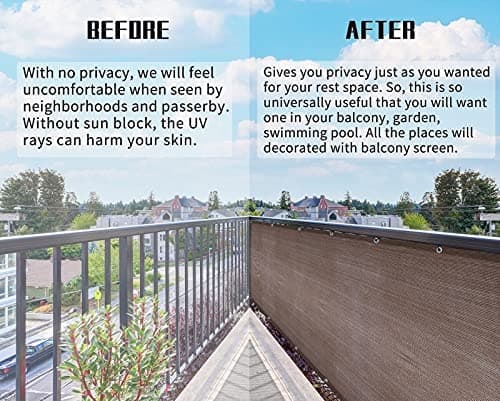 GardenLux 3'x20'Balcony Privacy Screen Cover Fence Cover UV Protection Weatherproof Windscreen Heavy Duty for Patio, Backyard,Brown — view 4
