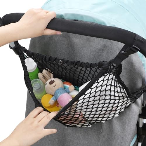 Accmor Universal Stroller Organizer, Polyester Net Mesh Bag Fits for Uppababy, Nuna, Britax, Doona Strollers, Non-Slip Adjustable Stroller Mesh Cargo Net Storage Caddy Accessories — view 4