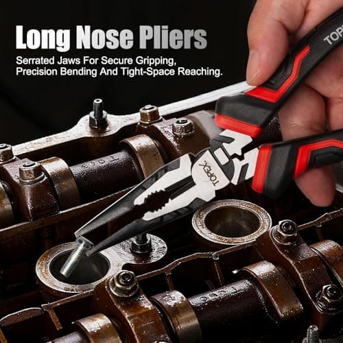 TOPEX 4 Piece Pliers Set with Ergonomic Non-Slip Handle (190 mm Diagonal Cutters, 200 mm Combination Pliers, 200 mm Long Nose Plier, 250 mm Water Pump Plier) for Demanding Tasks & Home Use — view 4