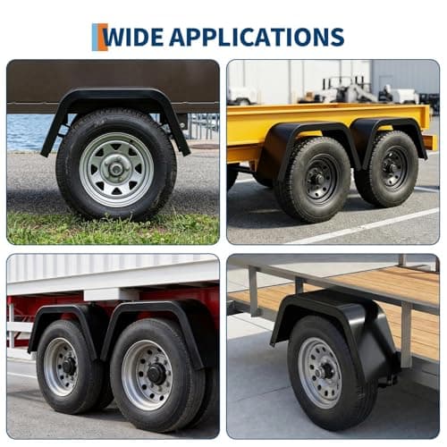 2Pcs Single Axle Trailer Fenders Compatible with 14-16 Inch Wheels,Heavy Duty Steel Construction with Rust Protection, for Boat, Car Hauler, Cargo, Utility & Landscape Trailers — view 2