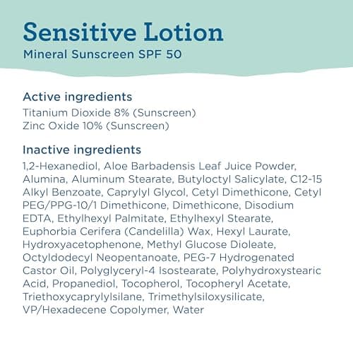 Blue Lizard Sensitive Mineral SPF 50 Sunscreen Lotion, 100% Mineral Sunscreen, UVA/UVB Protection, Infused with organic Aloe Vera, Soothes and Hydrates, 5 fl oz — view 6