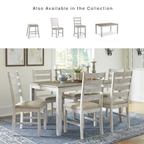 Signature Design by Ashley Skempton Cottage Dining 7 Piece Set – Rectangular Table & 6 Upholstered Chairs | Coastal Chic Meets Farmhouse, Whitewash — view 8