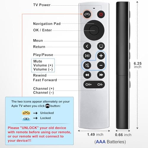 Replacement for Apple-TV-4K-Remote, Remote Control for Apple TV 4K/HD (NOT Siri and Voice) — view 3