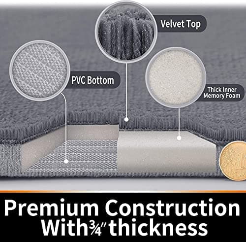 Yimobra Memory Foam Bath Mat Rug, 24 x 17 Inches, Comfortable, Soft, Super Water Absorption, Machine Wash, Non-Slip, Thick, Easier to Dry for Bathroom Floor Rugs, Denim Blue — view 6