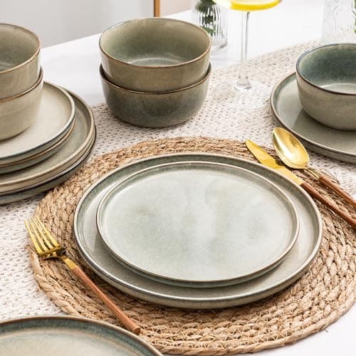 AmorArc Stoneware Dinnerware Sets,Round Reactive Glaze Plates and Bowls Set,Highly Chip and Crack Resistant | Dishwasher & Microwave Safe,Service for 8 Dishes Set (24pc), ADW009 — view 3
