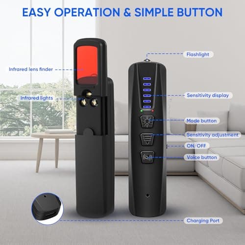 AI Hidden Camera Detector, Anti-Spy Camera Finder RF Signal & WiFi Scanner Hidden Devices Detector for GPS Trackers, 4 Modes for Hotel, Bathroom, Office, Car Travel Security (Black) — view 5
