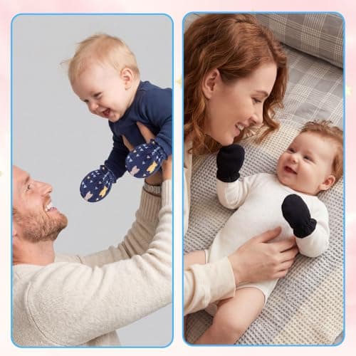 8 Pairs Newborn Baby Mittens No Scratch Infant Baby Cotton Gloves Newborn for 0-6 Months Baby Boys Girls — view 4