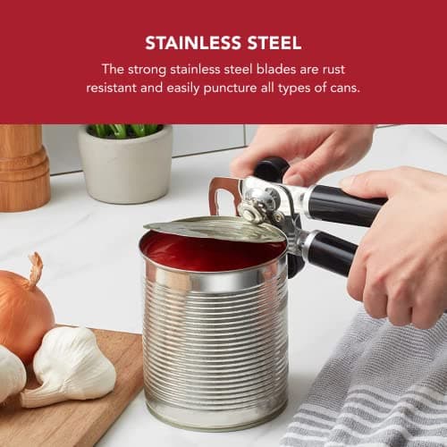 KitchenAid Classic Multifunction Can Opener and Bottle Opener Easy to Use, Razor Sharp Stainless Steel Cutting Wheel, Soft Ergonomic Handles, Black — view 2