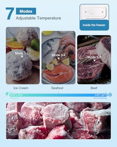 Feelfunn 3.0 Cu.ft Upright freezer - Compact Mini Freezer with 7 Adjustable Thermostat, Removable Shelves, Reversible Single Door, 360°Uniform Cooling Small freezer for Home Office Dorm, Silver