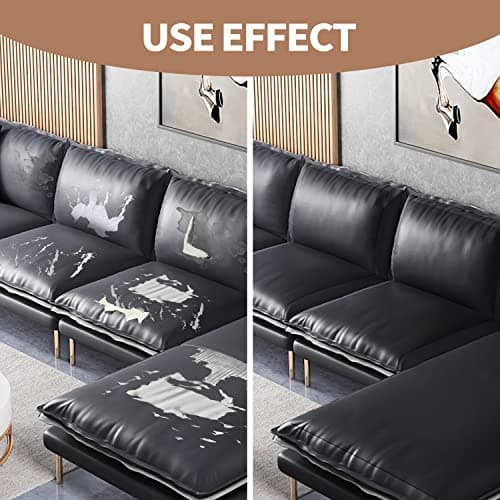Leather Repair Tape, Leather Repair Patch, 16 x 60 Inch Self-Adhesive Couch Patch, for Furniture, Sofas, Car Seats (Pure Black-Fine Grain) — view 2