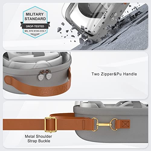 Hard Carrying Case Compatible with Oculus Quest 2 Accessories VR Headset, Travel Storage Bag (Gray case with uncharged Head Strap) — view 2