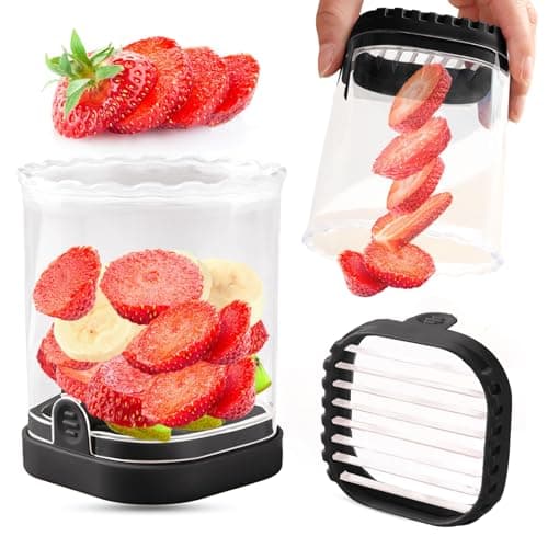 Creative Strawberry & Fruit Slicer - Detachable Cutter with Push Plate (Black)