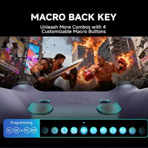 ASRVA Chrome Blue Wireless Pro Controller for PS5,4 Back Buttons,Hall Effect Joystick(No Drift),Micro-Switch,Gyro,Macro,1000mAh,RGB,Compatible with PS5/Pro/Slim/PC/iOS/Android — view 4