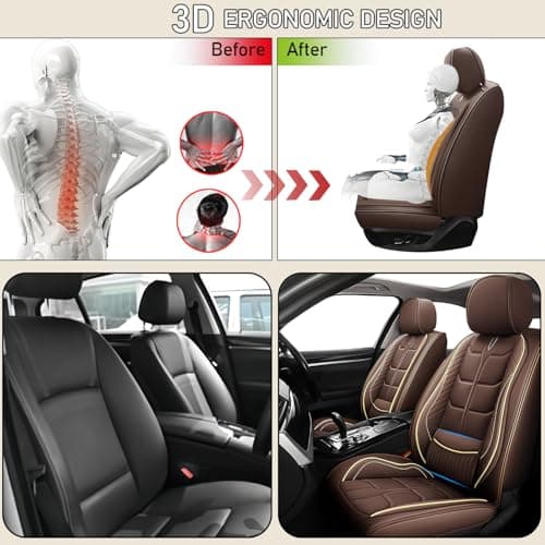 Car Seat Covers Fit for Ford F-150 2003-2024,5 Car Seat Cover,No-Slip Waterproof Breathable Faux Leather Automotive Seat Covers Auto Interior Covers(Standard 5 Seats,Coffee) — view 5
