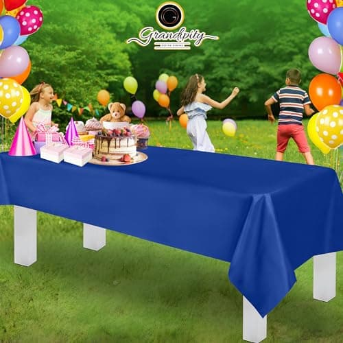 Blue 12 Pack Premium Disposable Plastic Tablecloth 54 Inch. x 108 Inch. Rectangle Table Cover By Grandipity — view 5