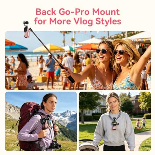 AMAZEAR Magnetic Mount Stand Compatible with DJI Osmo Pocket 4P/4/3/Xtra Muse, Pocket4 Accessories Adapter Clamp Magnet Suction Case Holder on Desktop/Vertical Surface, 180° Adjust Handle, Lightpink — view 4