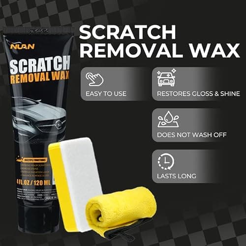 NUAN Car Scratch Remover Wax, Universal Premium Polishing Compound for Deep Scratches, 4 fl oz (120 ML), with Sponge and Cloth,White,NUAN scratch removal wax — view 2