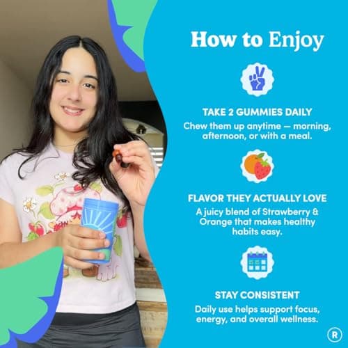 FIRST DAY Vitamins for Teens - Teen Multi Vitamins for Girls & Boys 12-17, Organic Fruit & Veggie Blend - 12 Key Nutrients: Vitamins A, B1, B2, B6, B9, B12, C, D3, E, K2-30 Day Supply — view 7