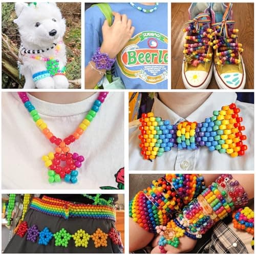 4800PCS Pony Beads Bulk, 24 Colors Kandi Beads 6x9mm Large Hole for Friendship Bracelets, Jewelry Making, Hair Braiding, DIY Art Craft Gifts - Shockproof Protective Gift Packaging — view 7